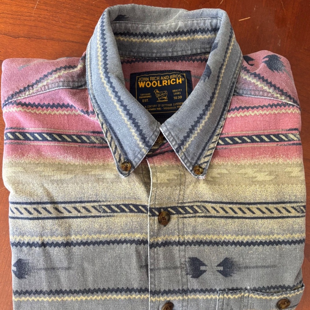 Woolrich | Mens L | Southwestern Aztec Pattern Button Down Shirt | Long Sleeve